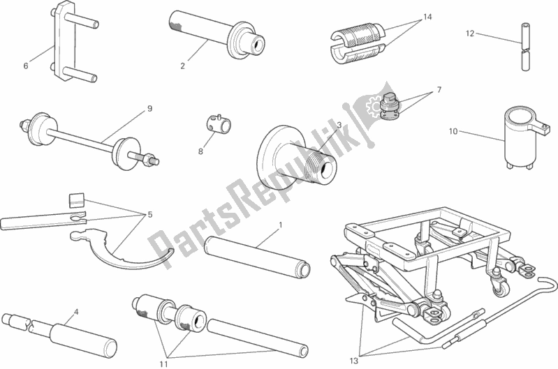 All parts for the 01b - Workshop Service Tools of the Ducati Diavel White Stripe USA 1200 2013